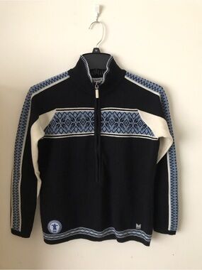 Dale of Norway Black & Light Blue Zip-Front Nordic Knit